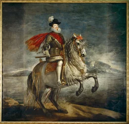 Felipe III, koning van Spanje te paard (schilderij op doek)