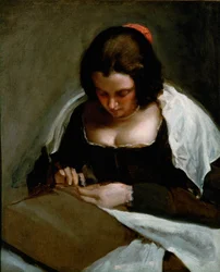 De naaldvrouw (schilderij op doek)