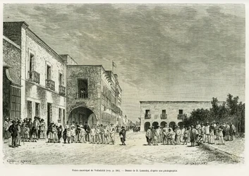 Gemeentelijk Paleis van Valladolid. Gravure door Lancelot ter illustratie van het verhaal 