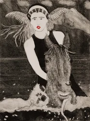Brunnhilde  Grane, Ringcyclus van Wagner, 2024 (collagraaf)