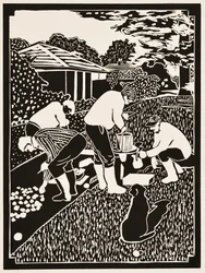 Maanden van het jaar: Oktober, 2012 (linoleumsnede)