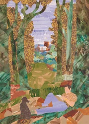 Lezen in het bos, 2020 (collage)