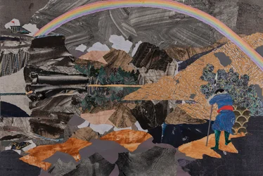Wotan  de Regenboogbrug, de Ringcyclus van Wagner (collage)