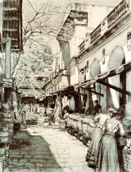 Het plein van de markt van Sint-Catharina in Barcelona
