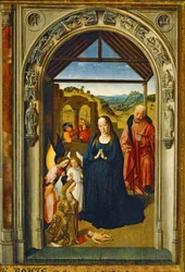 De aanbidding van de engelen (schilderij op hout)