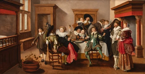 Een vrolijk gezelschap in een interieur, c.1615-25