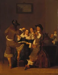 Elegante Figuren die Drinken en Feesten in een Interieur, 1653