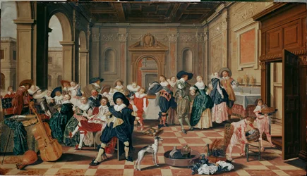Elegant gezelschap in een renaissancezaal