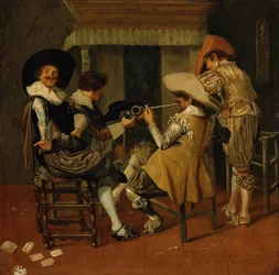 Herengelschap bij de open haard