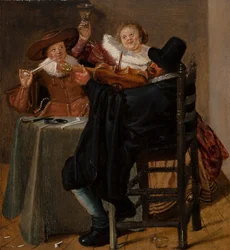 Vrolijk gezelschap met violist