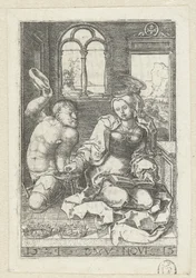 Heilige Elisabeth van Hongarije geeft een aalmoes aan een kreupele
