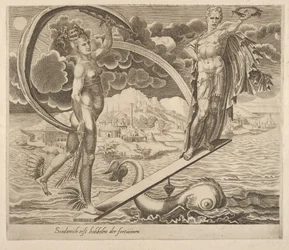 Fortuna die de Mens als Speelbal Gebruikt uit Zes Spreuken over Fortuna, ca. 1560