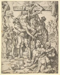 De Kruisafneming, uit De Val en Verlossing van de Mensheid door het Leven en Pa..., 1548
