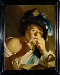 Jongen met juwelenharp (schilderij op doek)