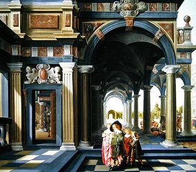 Elegante figuren in een loggia