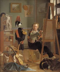 De Slag-Schilder Jørgen Sonne in zijn Studio