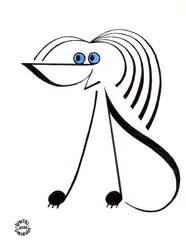 Muzikale hond - een hond getekend met behulp van muzieknotatie