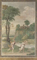 Apollo achtervolgt Daphne Fresco uit Villa Aldobrandini, 1617-1618