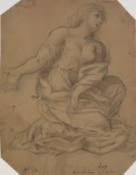 Putti, een engel in halffiguur en een vrouwenhoofd. Studie voor een Annunciatie