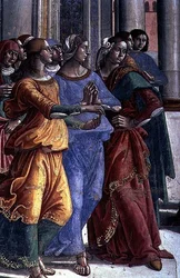 Toeschouwers, uit de Maagd Maria in de Tempel (detail)