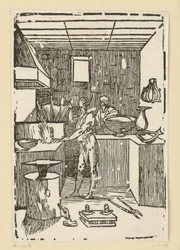 De goud- of zilversmid. Uit de reeks "De re metallica".