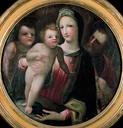 Tondo van de Heilige Familie met Sint Johannes de Doper als kind