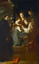 Het mystieke huwelijk van de heilige Catharina en de heiligen (schilderij op doek)