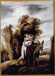 Parabel van de barmhartige Samaritaan (olie op doek)