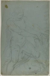 Simson en de leeuw (recto); Maagd Maria met uitgestrekte rechterarm (verso)
