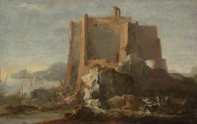 Landschap met rots en fort, ca. 1640-50