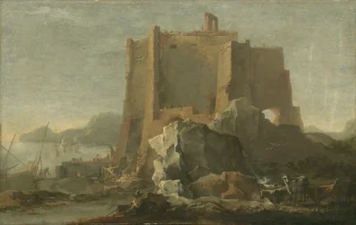 Landschap met rots en fort, c.1640-50