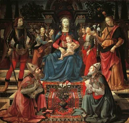 Madonna en Kind op de Troon, St. Zenobius, St. Just, St. Michaël de Aartsengel en St. Rafaël de Aartsengel, ca. 1483