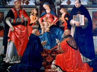 Madonna en Kind op de troon met de Heiligen