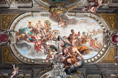 Het aanbod aan Jupiter van de sleutels van de Tempel van Janus (of Allegorie van Vrede), plafond van de edele verdieping, c.1665