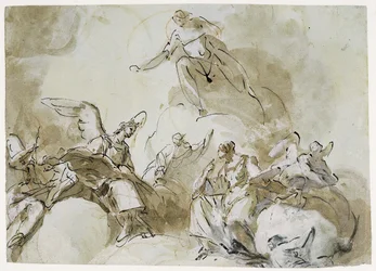 Christus tussen engelen in de wolken