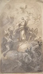 De Onbevlekte Maagd in Glorie (recto), Schets van een Deel van een Been en een Hand (verso), 1723-1806.