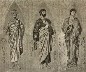 Heiligen Petrus, Andreas en Judas de Apostel, cartoons voor mozaïek in de kathedraal van Amalfi