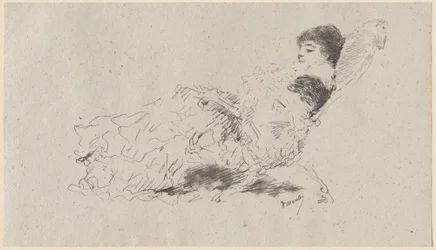 De dochter van de kunstenaar Eleonora liggend op een chaise-longue
