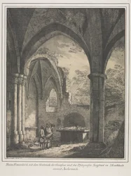 Opmerkelijke Gebouwen uit de Middeleeuwen in Duitsland: Ruïnes van de Kerk van de Maagd met het Graf van Genevieve en Siegfried, Paltsgraaf van de Rijn, in de Moezelvallei bij Andernach