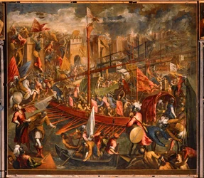 De verovering van Constantinopel door de kruisvaarders in 1204 (olieverf op doek)