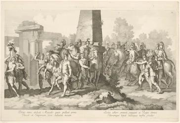 Soldaten bij obelisk