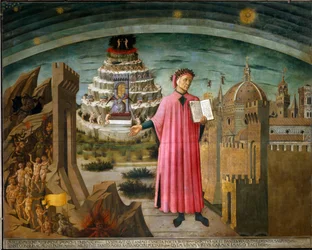 Portret van Dante met de Goddelijke Komedie