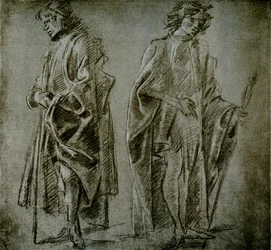 Draperie studies voor twee mannelijke figuren