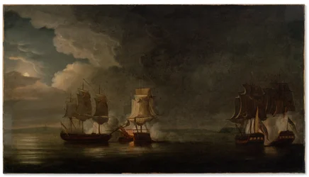 Bonhomme Richard engageert de serafijnen, ca. 1780 (olieverf op doek)