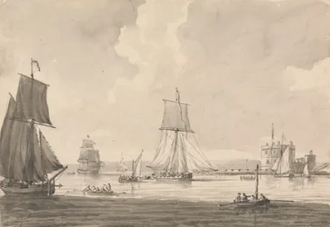 Schepen in Southampton Water, bij Calshott Castle