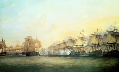 De vierde actie bij Trincomalee tussen de Engelsen onder admiraal Sir Edward Hughes en de Fransen onder M. de Suffren, 1782