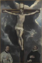 Christus aan het kruis aanbeden door twee schenkers, eind 16e eeuw