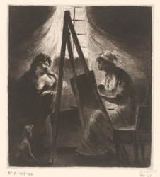 Elisabeth Vigée-Le Brun een vrouw portretterend