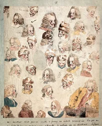 Verschillende gezichten in 30 hoofden van Voltaire
