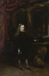Portret van Karel II (1661-1700) van Habsburg op 12-jarige leeftijd, 1673-85